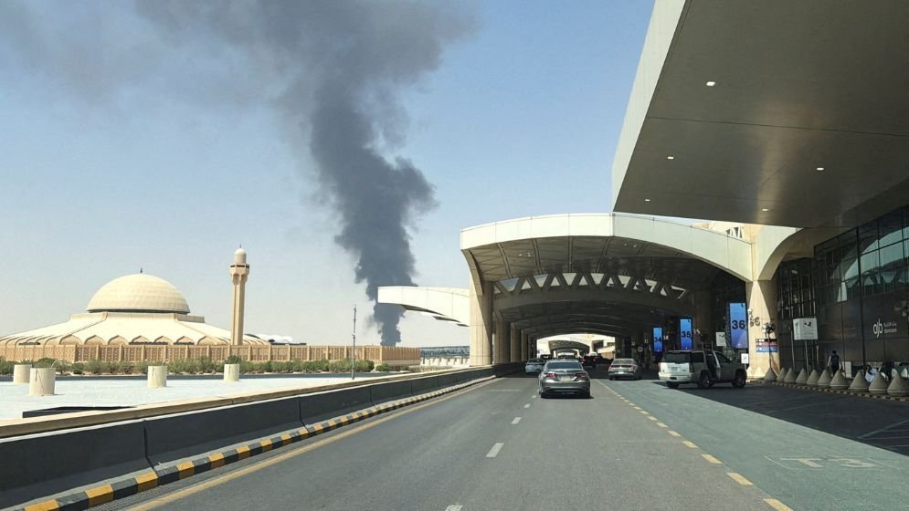 Smoke, flames rise near Riyadh airport after air raid alert