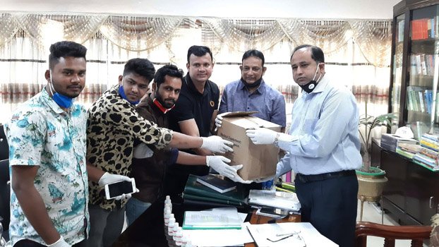 DC receives  sanitisers from Muktijuddya Command