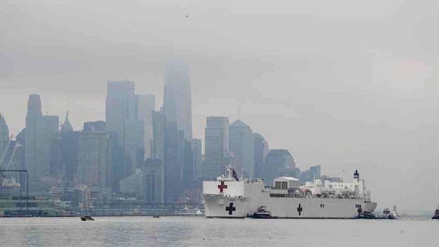 Navy ship arrives in NYC to ease pressure on hospitals