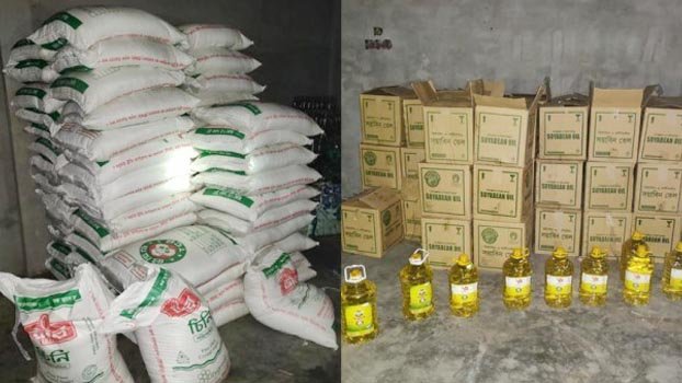 5 held with 73 sacks of sugar,  196 bottles of oil in Nabiganj