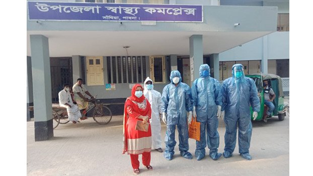 Santhia medical team  collect samples 