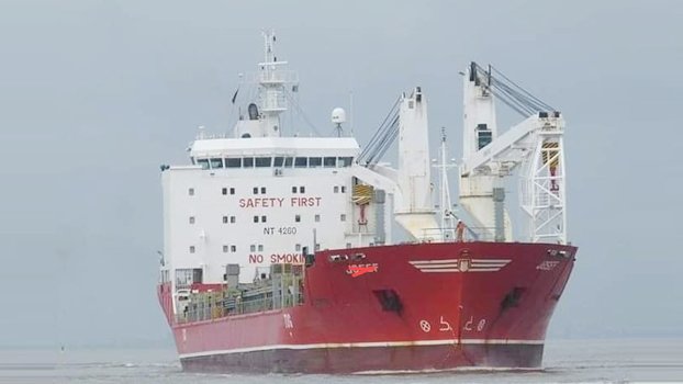 Commercial ship stranded  on Pashur River shoal
