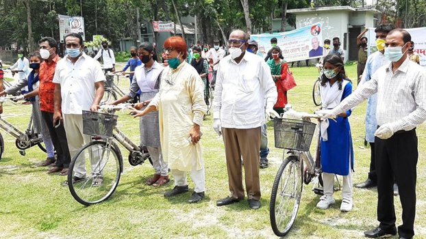 Ethnic minority students get bicycles in Natore