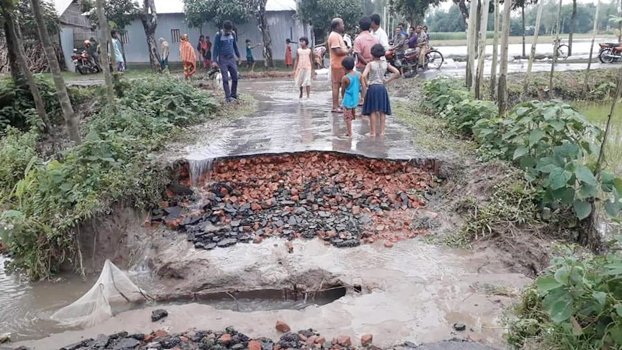Rain damages road in Thakurgaon