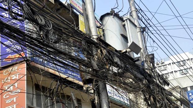 Overhead cables going underground