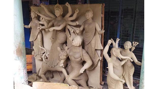 Preparations on for Durga Puja in Bera