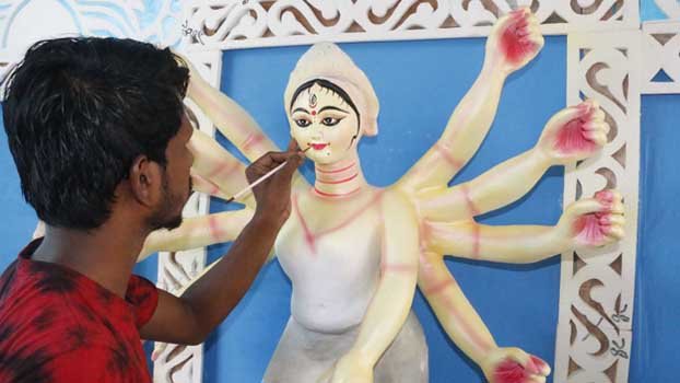 Durga idol making nears completion