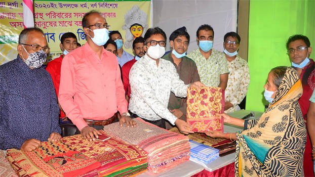 Puja being celebrated following hygiene rules in Bogura