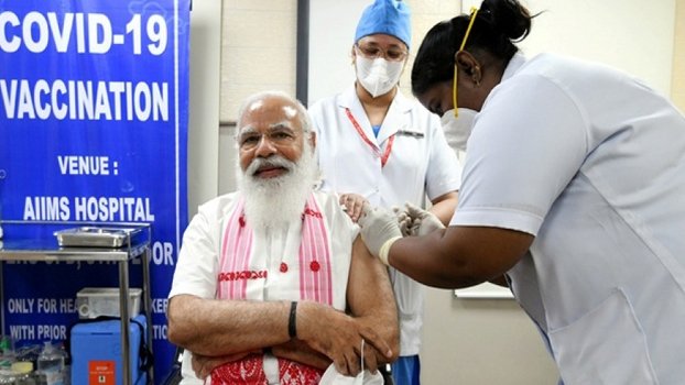 Modi takes first dose of Covid vaccine