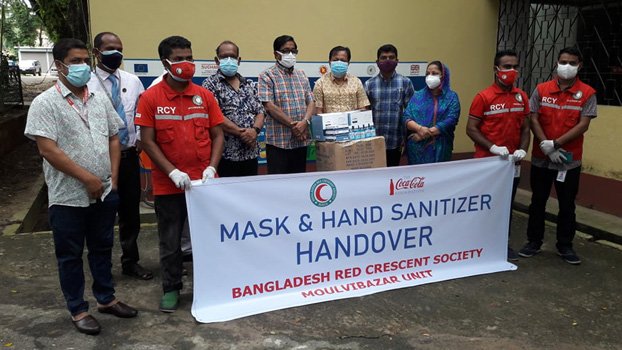 Moulvibazar Red Crescent distributes masks, sanitizers