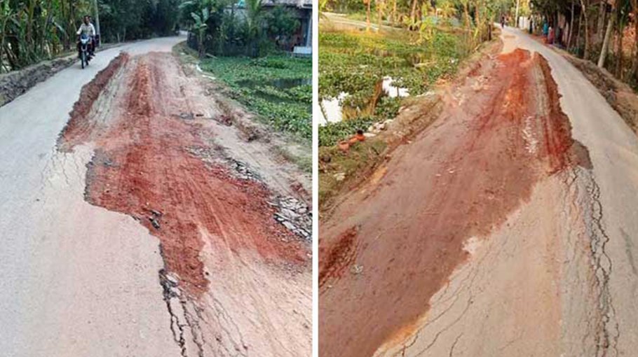Newly built road collapses in Jashore 