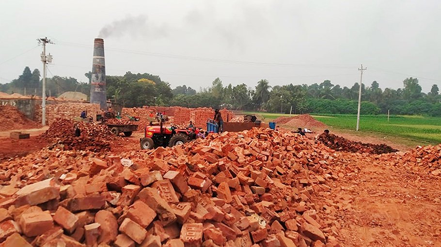 Fertile soil of cropland being used in brick kilns