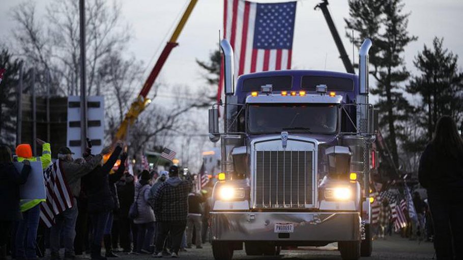 Truckers protesting Covid mandates are amassing outside US capital