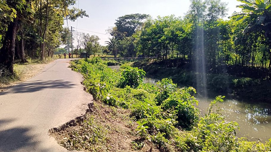Canal devours road in Mirsarai