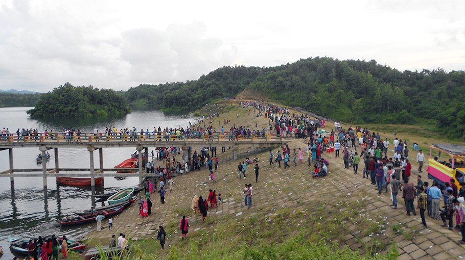 Huge crowd of tourists in Mirsarai, Mahamaya