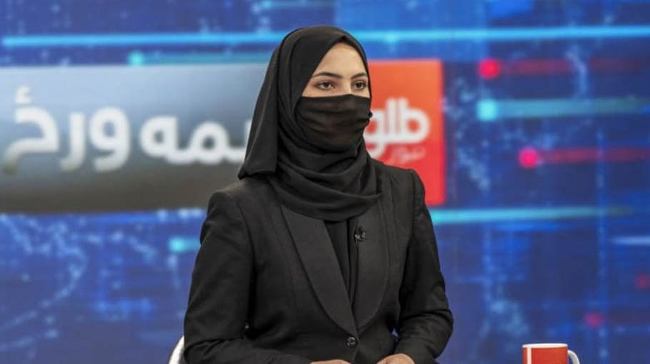 Afghan women TV presenters cover faces on air