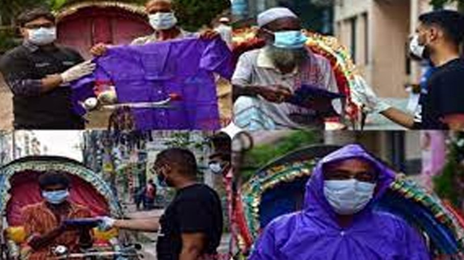 Raincoats given to rickshaw pullers in Noakhali
