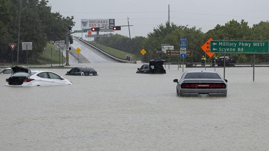 Heavy rain floods streets across Dallas-Fort Worth area