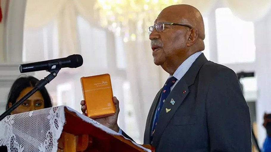 Rabuka sworn in as Fiji prime minister after close election