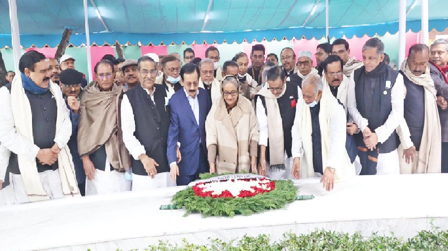 AL central committee pays homage to Bangabandhu at Tungipara