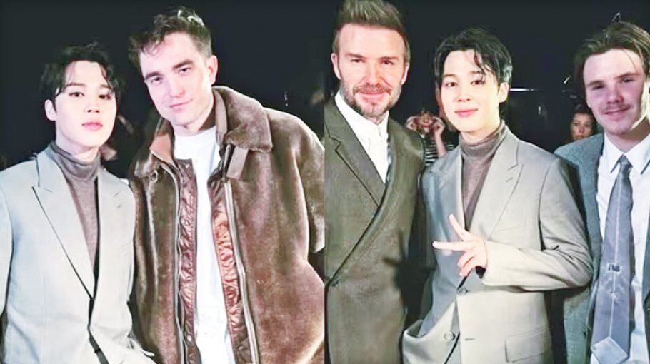 BTS' Jimin poses with Robert Pattinson, Beckham in Paris 