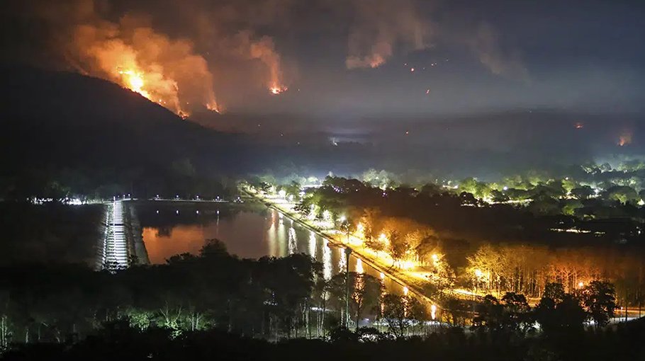Thailand uses helicopters to fight mountain wildfires