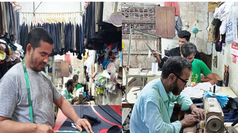 Sirajganj tailors busy ahead of Eid, customers still placing orders