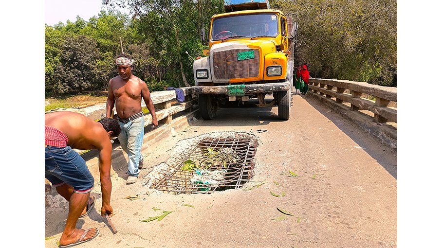 Potholed bridges hinder movement in Kaliakair, locals in distress