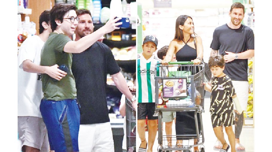Messi poses for selfies with fans at Miami supermarket