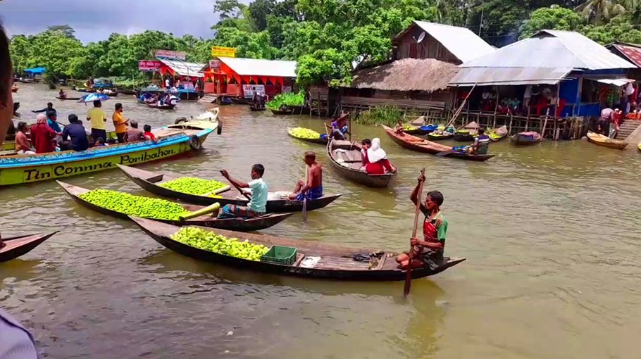 Floating guava market in Jhalakathi draws large crowd