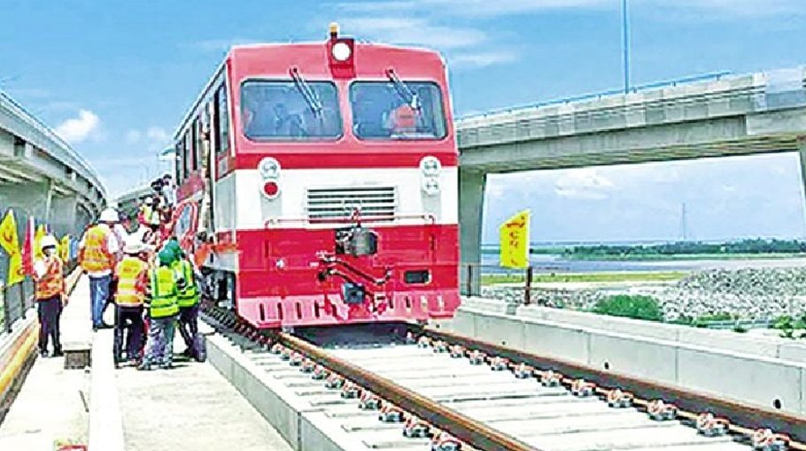 Test run of train on  Bhanga-Mawa route today