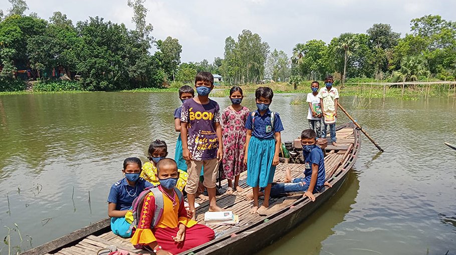 Boat only means for students to attend classes  in 6 govt schools 