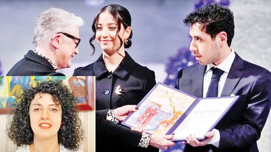 Jailed Narges Mohammadi’s twins accept her Nobel Peace Prize