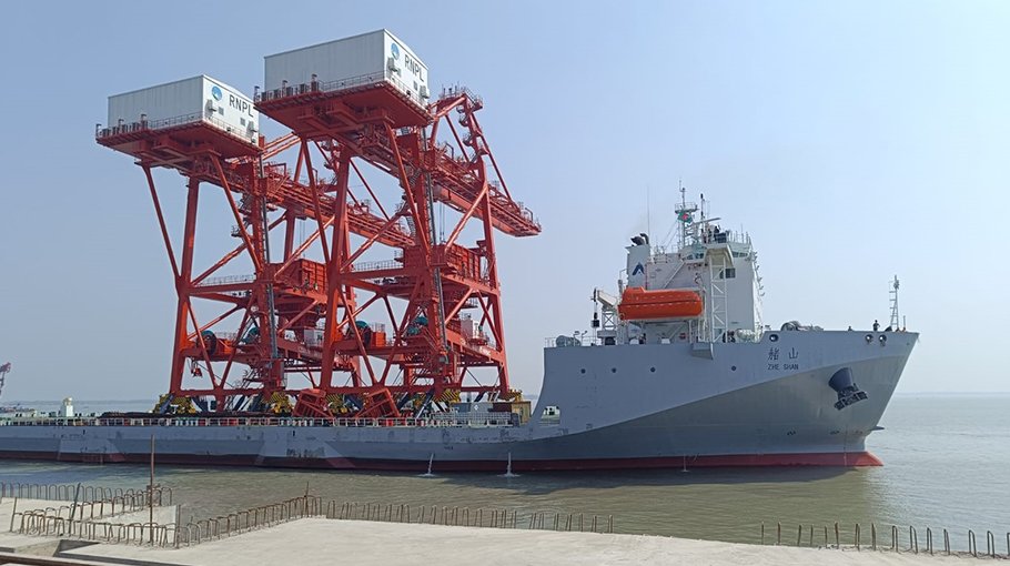 Two coal unloaders for RNPL 1320mw Power Plant arrive at Payra Port