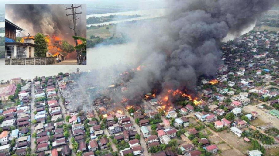 Junta warships unleash firestorm on Myanmar Village 