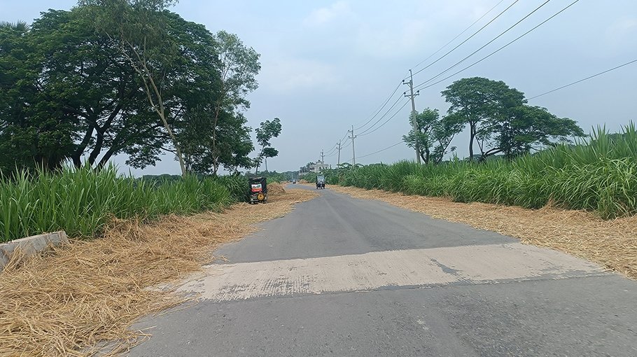 Drying of straw on roads poses risk of accidents