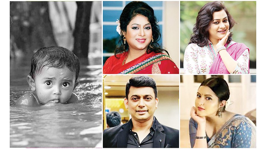 Floods bring tears to stars as viral image captures nation's heart