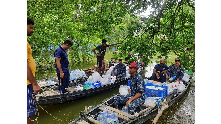 Bangladesh Navy continues  relief assistance for flood victims
