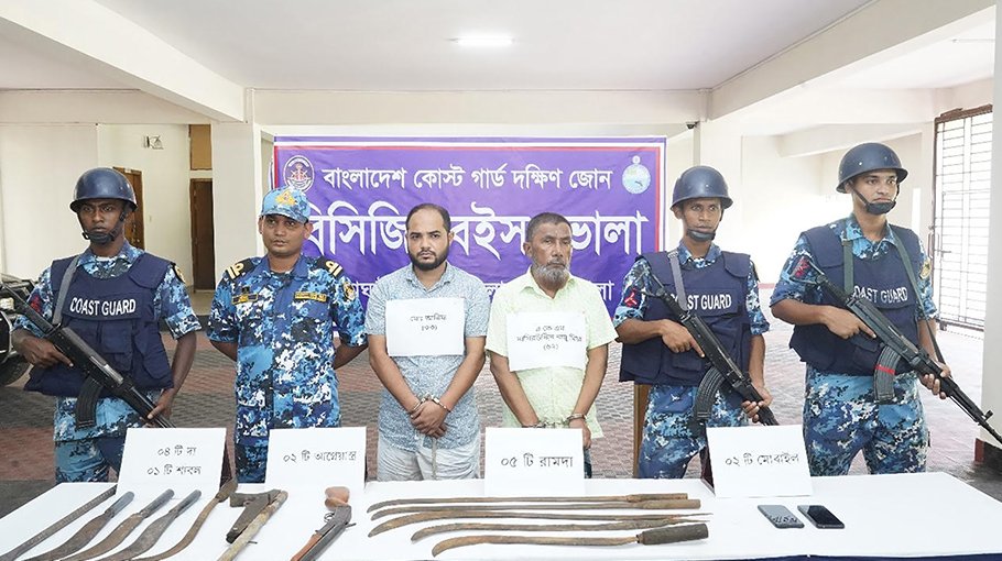 Joint force arrests two with firearms in Bhola