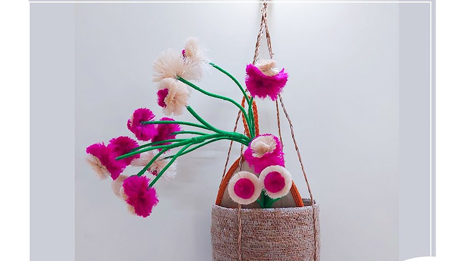 Fancy goods being made from pineapple leaves in Tangail