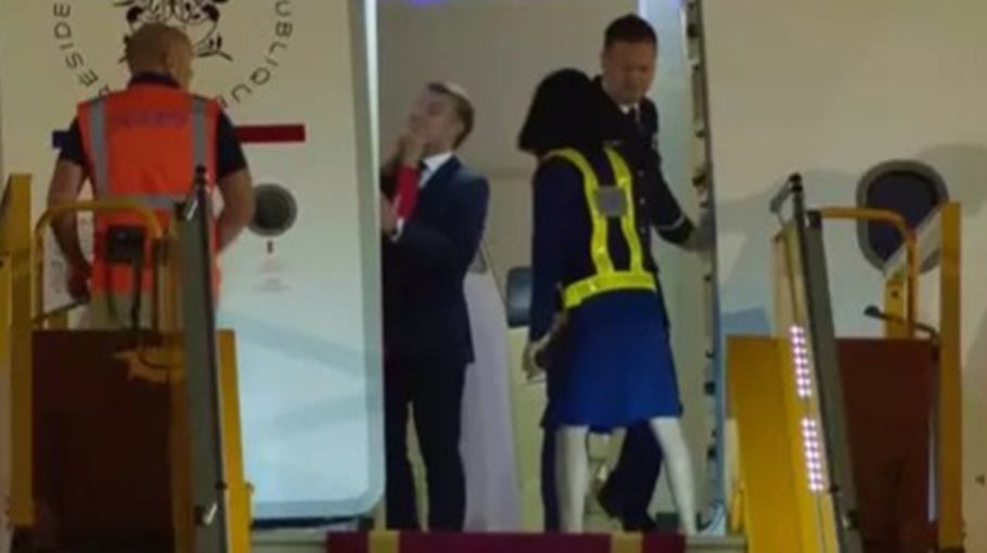 Macron ‘pushed’ by wife on plane; he says they were joking