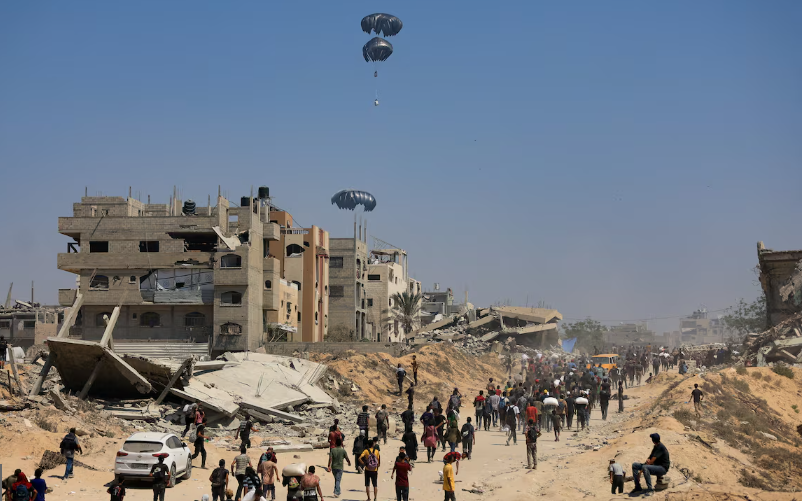 Israeli aid airdrop injures Palestinians in north Gaza