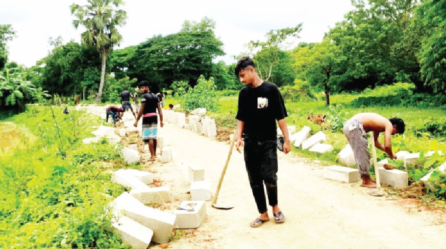 Substandard materials used in road work in Raozan