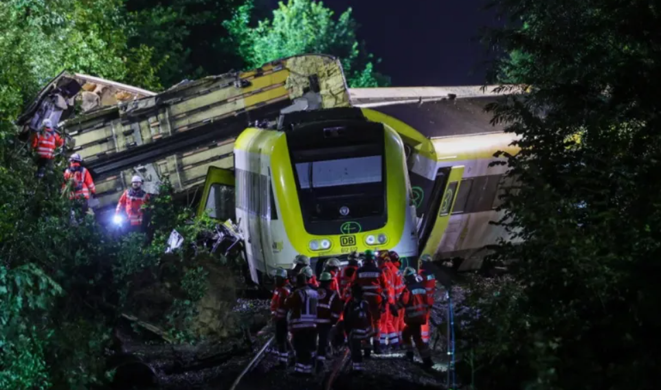 Passenger train derails in Germany, killing 3, injuring dozens