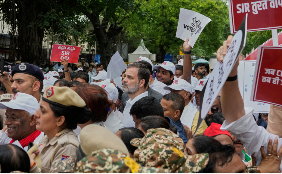 India's opposition parties protest against a controversial electoral roll revision