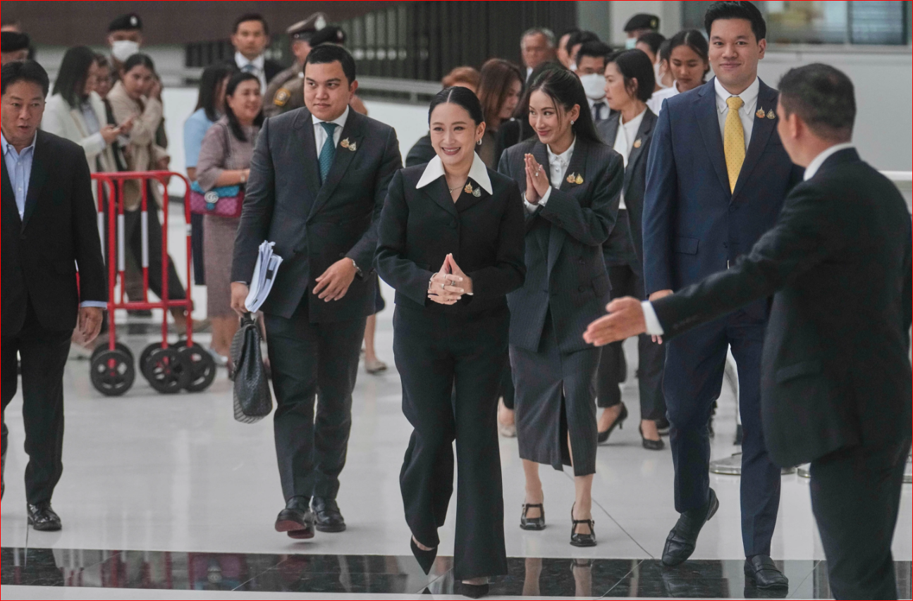 Thailand’s suspended prime minister testifies over phone call that could get her booted from job