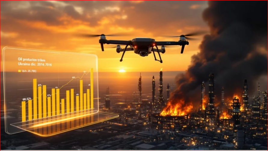 Ukrainian Drones Strike Russia’s Major Oil Refinery, Fire Erupts