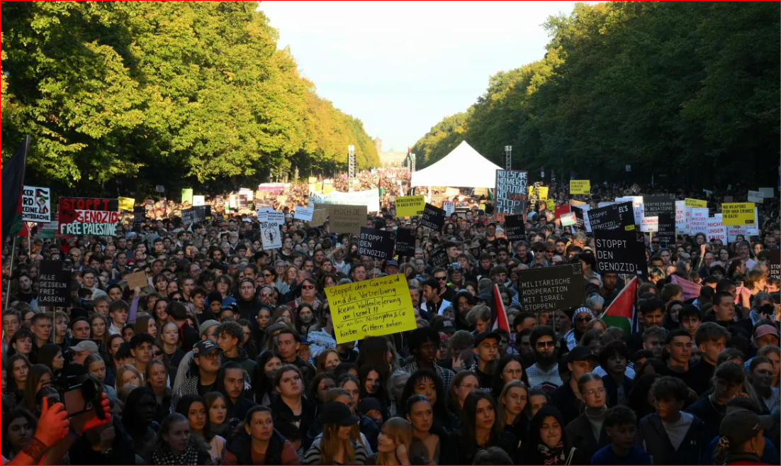 Tens of thousands rally in Berlin against German support for Israel