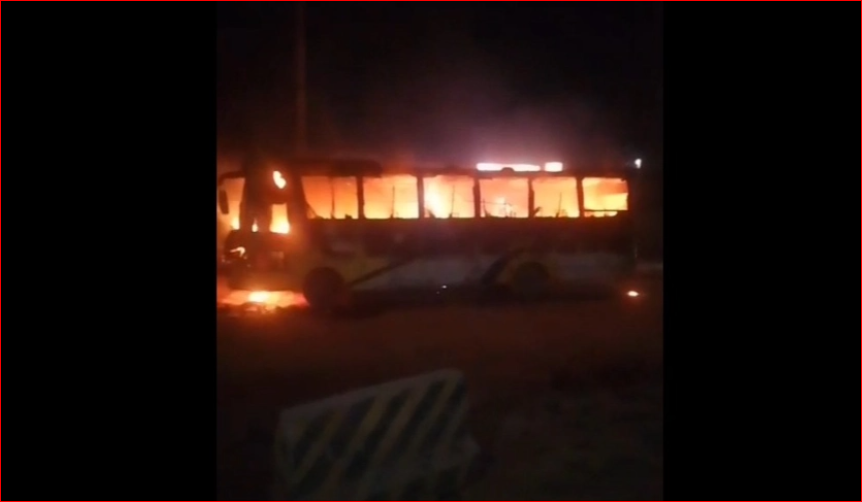 Passenger bus set ablaze in Ashulia