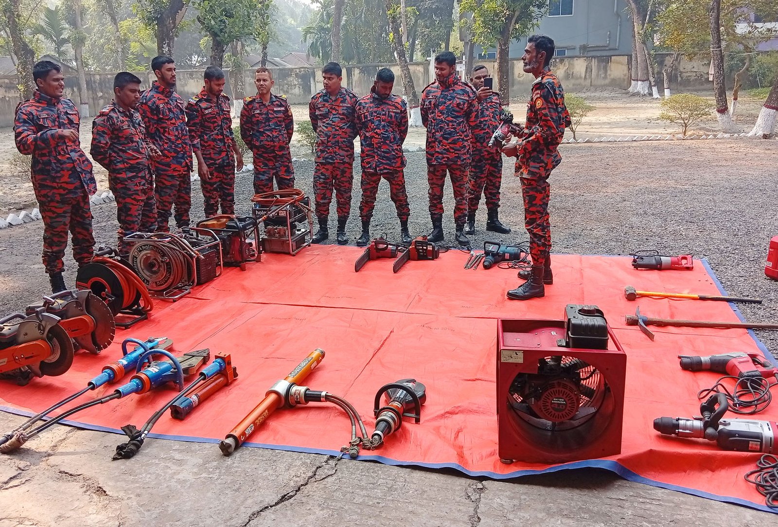 Training at Ishwardi fire service on post-earthquake operations
